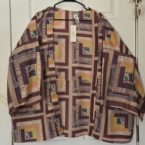 Urban Outfitters NWT Multi Color Geometric Print "Willow Patchwork" Open Kimono